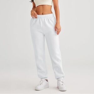 White Automet casual fleece jogger sweatpants